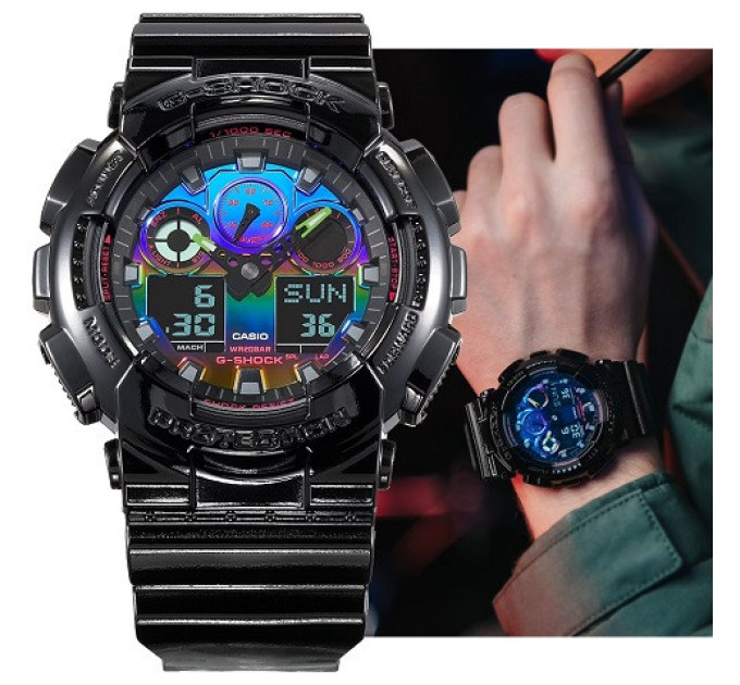 Купити ГОДИННИК CASIO GA-100RGB-1A ⌚ Наручні годинники на fabrikachasov.com ⭐ Безкоштовна доставка по Україні від 3000 грн ✈ Гарантія ✔ 10.000 моделей. Знижки!