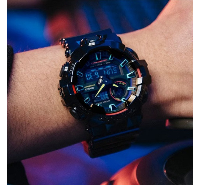 Купити ГОДИННИК CASIO GA-700RGB-1A ⌚ Наручні годинники на fabrikachasov.com ⭐ Безкоштовна доставка по Україні від 3000 грн ✈ Гарантія ✔ 10.000 моделей. Знижки!